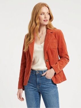 AMBITION, Orange Corduroy long sleeved fully lined fitted Blazer Size Large